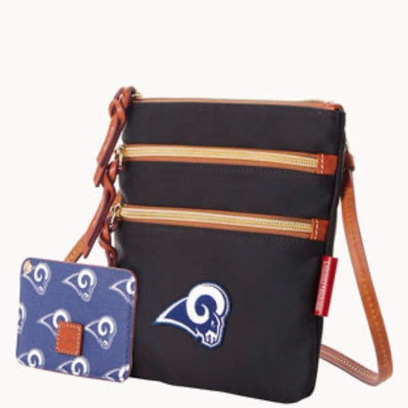 Dooney & Bourke NFL Rams N S Triple Zip Crossbody with ID holder NWT - Picture 2 of 12